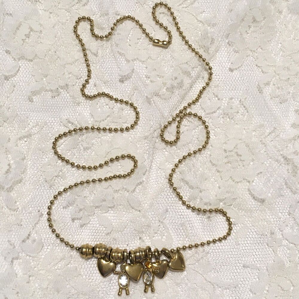 Birthstone Gold Tone 6 Charm Pendant Gold Tone Ball Chain Necklace
